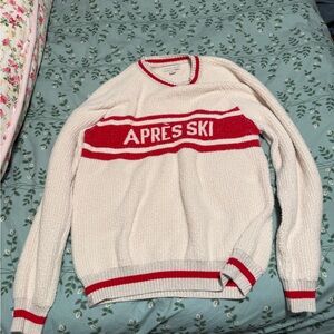 Barefoot Dreams Cream and Red Crewneck Sweater